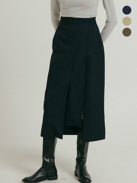 comos 758 unbalance pleats skirt (3color)