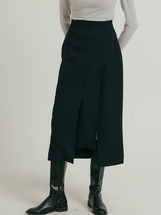 comos 758 unbalance pleats skirt (3color)
