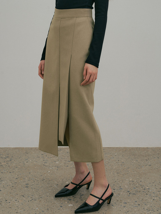 comos 758 unbalance pleats skirt (3color)