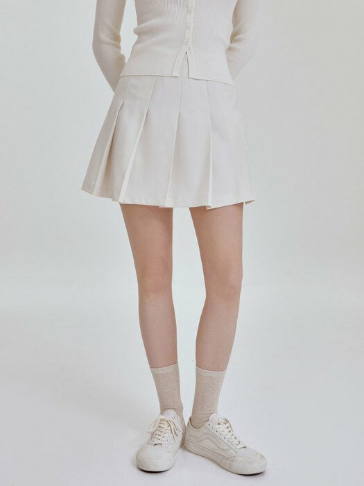 Flow pleats mini skirt (cream)