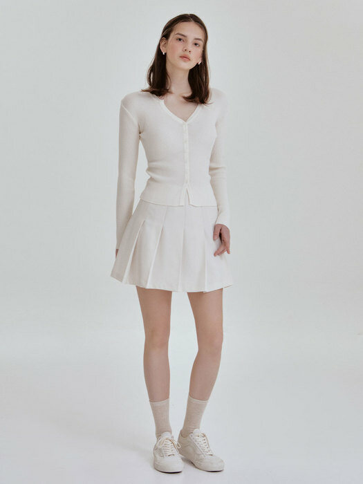 Flow pleats mini skirt (cream)