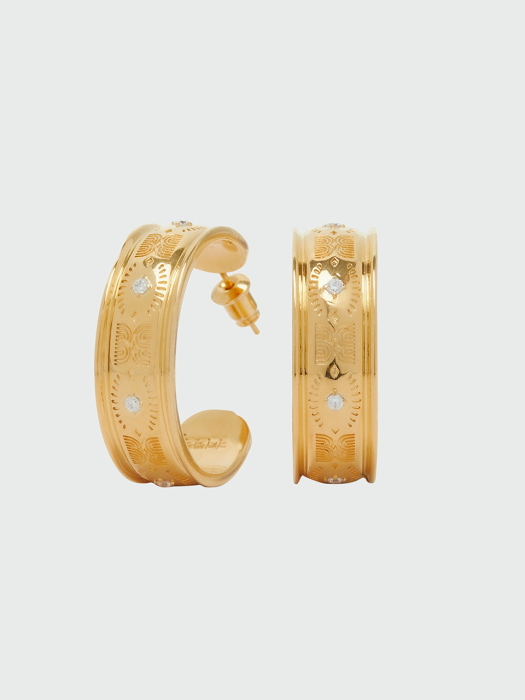 WHINE Logo-Engraved Hoop Earrings - Gold