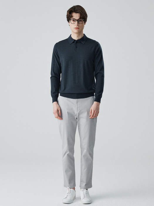 [Wool 100%] Basic shirt collar pullover_DARK GREEN