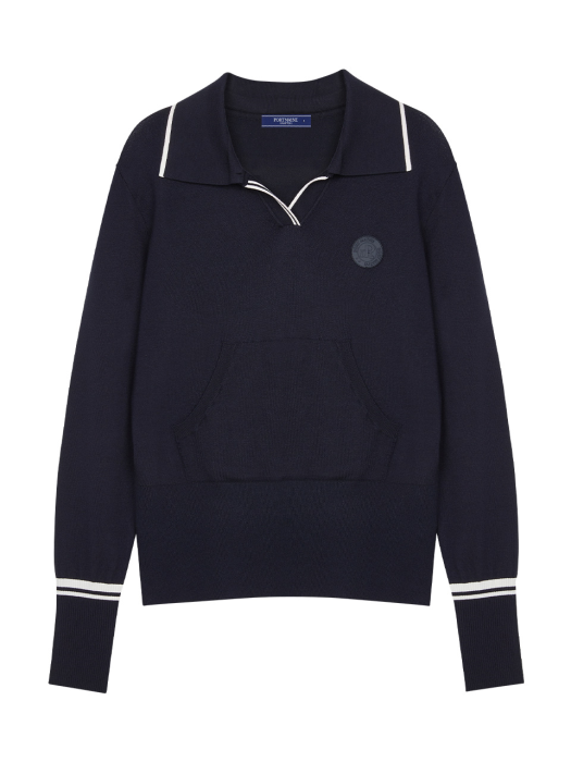 GRAPHIC POLO KNIT - NAVY