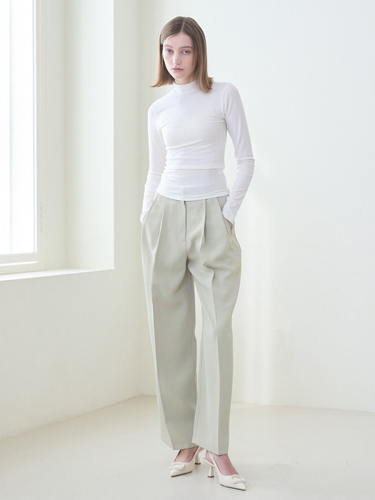 Two Tuck Wide Pants - Olive