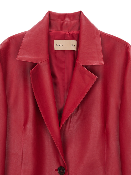 FAUX LEATHER SINGLE JACKET IN RED