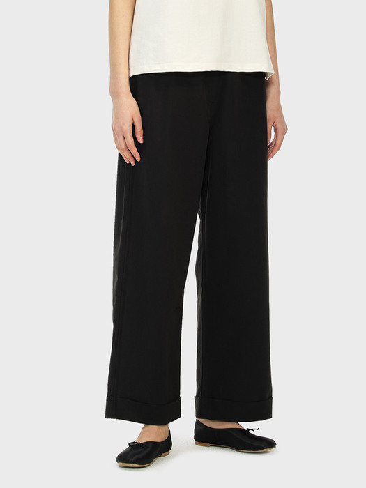 Cotton Wide Roll Up Pants