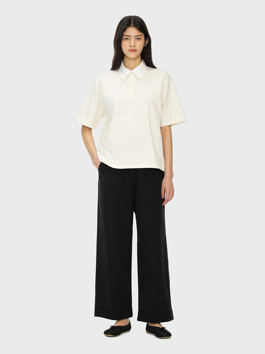 Cotton Wide Roll Up Pants