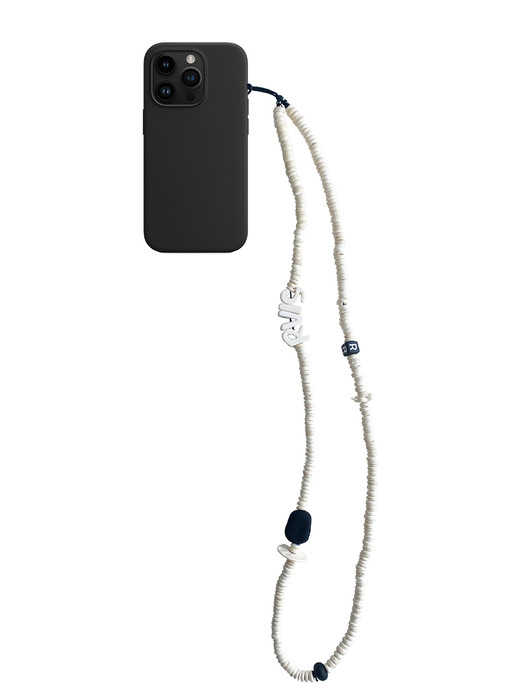 nature beads crossbody  phone strap cream
