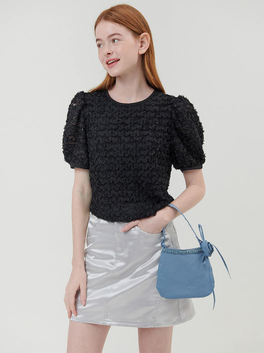 LACE PUFF BLOUSE_BLACK