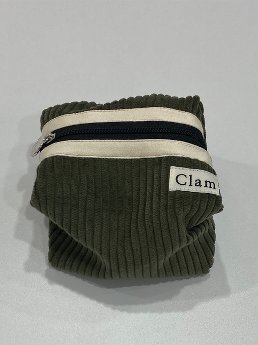Clam round pouch _ Corduroy khaki