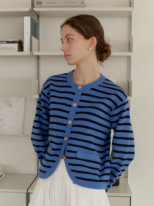 STRIPE KNIT JACKET_BLUE