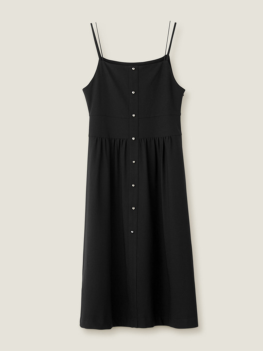 Button up volume layered dress - Black