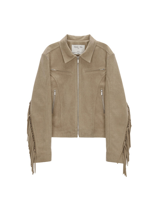 FRINGE SUEDE JACKET FOR WOMEN IN BEIGE