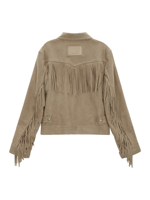 FRINGE SUEDE JACKET FOR WOMEN IN BEIGE