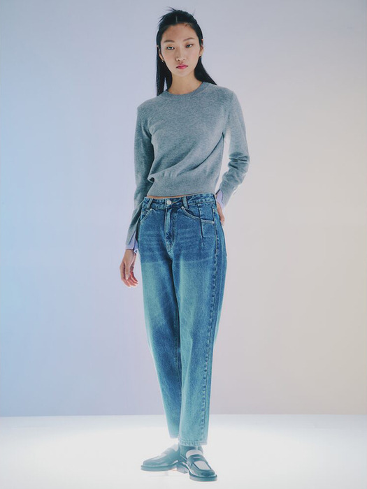 Merino Wool Color Point Knit Pullover  Grey (KE3951M013)