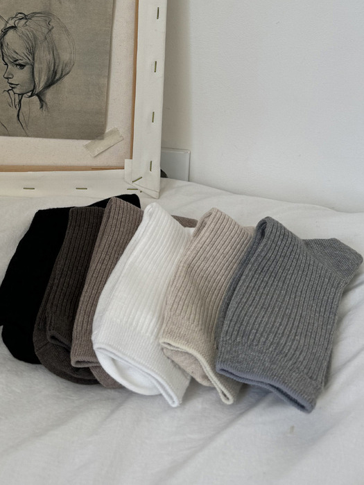 사계절 베이직 데일리 골지양말  바비 7color