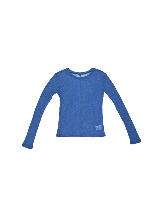 Wool blend See-through Long sleeve Tshirts Blue