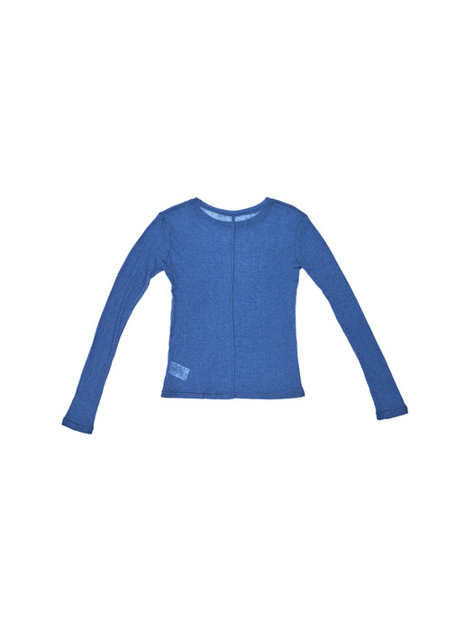 Wool blend See-through Long sleeve Tshirts Blue