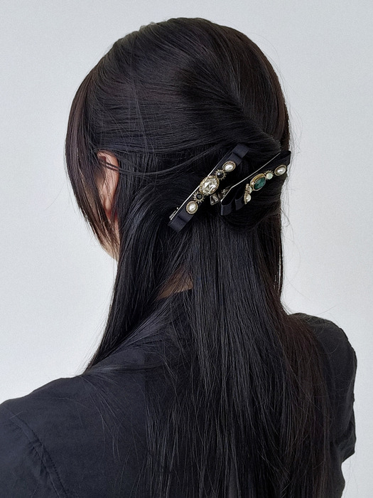 Naomi Crystal Satin Ribbon Hairpin