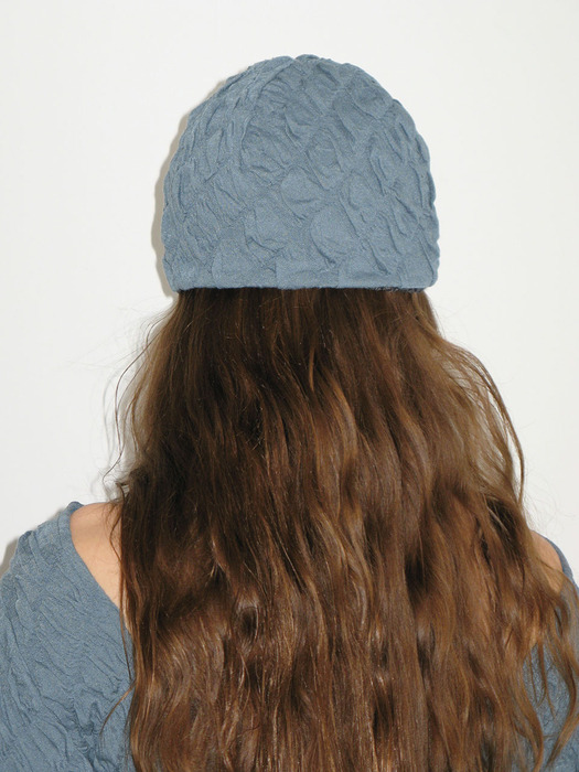 SMOCKING REVERSIBLE BEANIE (GREEN BLUE)