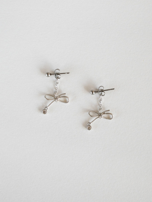 Knot ribbon drop surgical earring