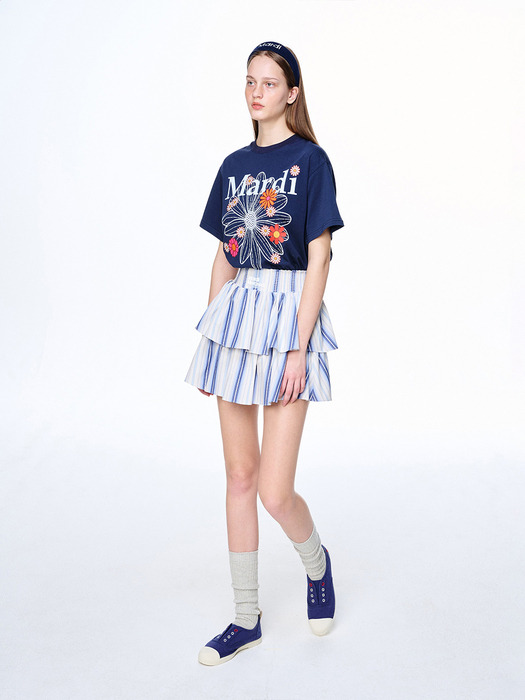 TSHIRT FLOWERMARDI BLOSSOM_NAVY WHITE