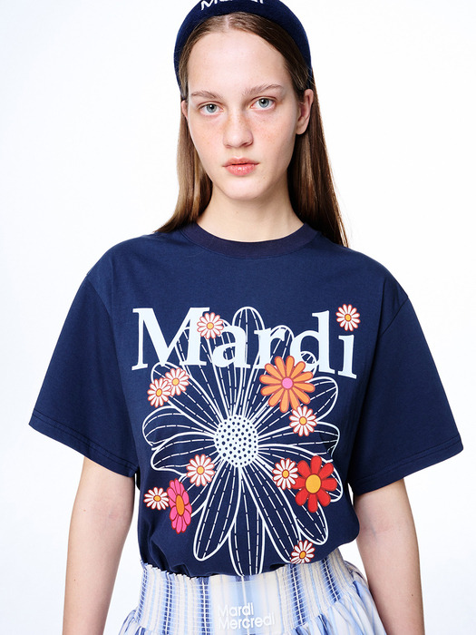 TSHIRT FLOWERMARDI BLOSSOM_NAVY WHITE