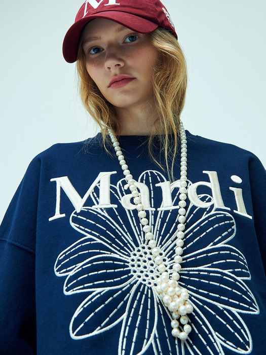 SWEATSHIRT FLOWERMARDI NEEDLEWORK_NAVY CREAM