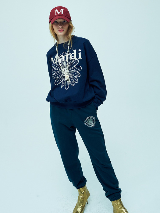 SWEATSHIRT FLOWERMARDI NEEDLEWORK_NAVY CREAM