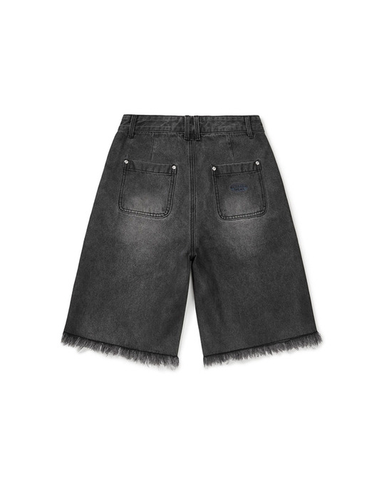 [Mmlg W] DENIM SHORT PANTS (WASHED BLACK)