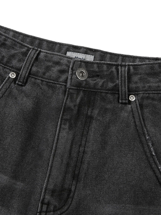 [Mmlg W] DENIM SHORT PANTS (WASHED BLACK)