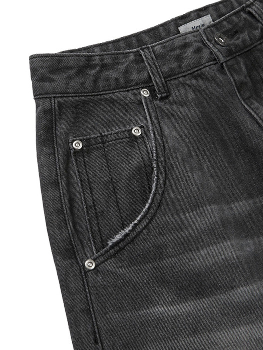 [Mmlg W] DENIM SHORT PANTS (WASHED BLACK)