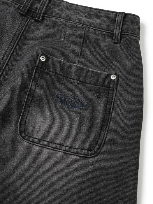 [Mmlg W] DENIM SHORT PANTS (WASHED BLACK)