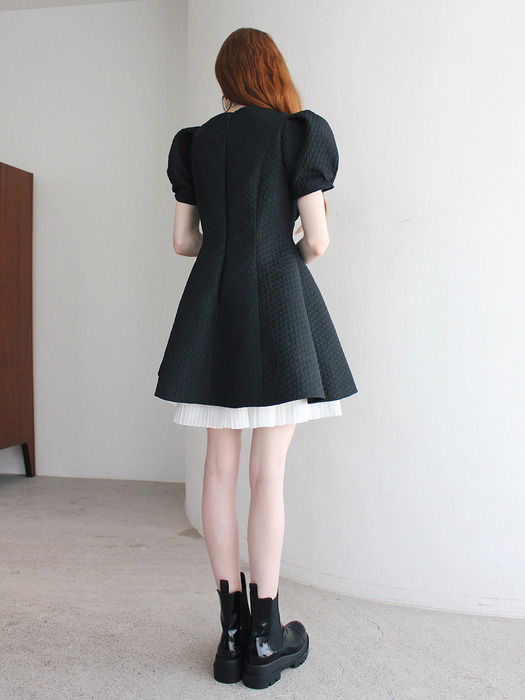Emily jacquard mini dress (Black)