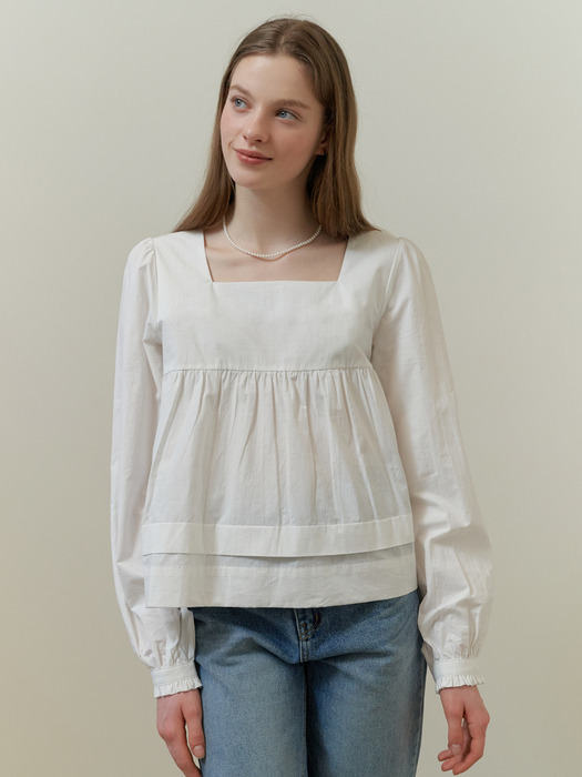 Knot square blouse (ivory)