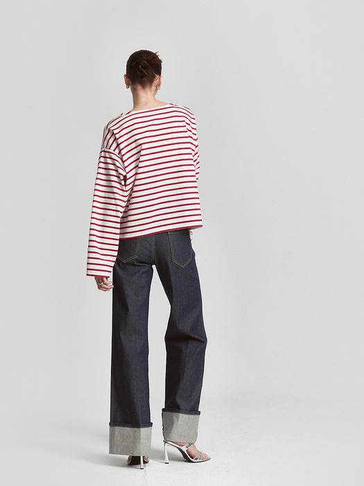 KLASSIC BORDER STRIPE T-SHIRT_RED