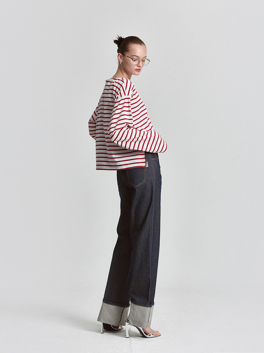 KLASSIC BORDER STRIPE T-SHIRT_RED