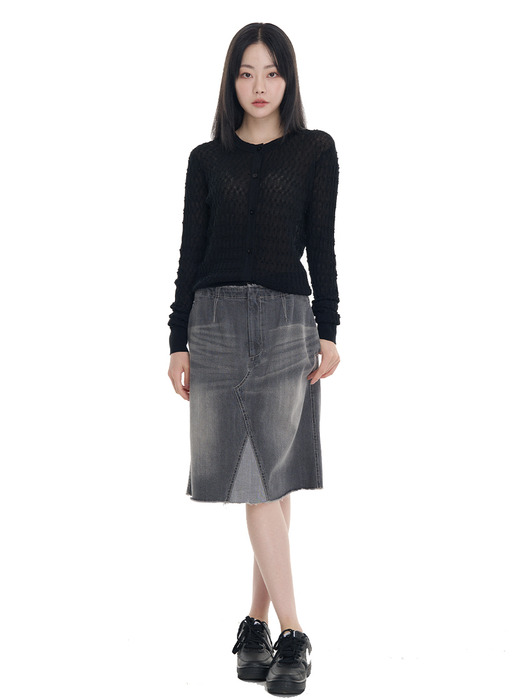 LINE POINT BLACK DENIM SKIRT(LEBSMSK5342)