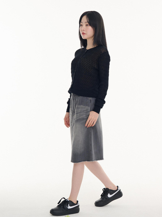 LINE POINT BLACK DENIM SKIRT(LEBSMSK5342)