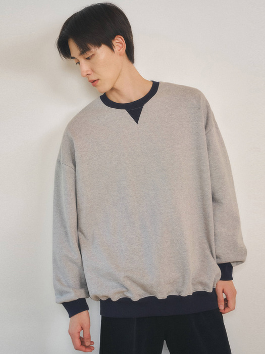 Heavy Cotton Line Color Sweat Shirt 3color