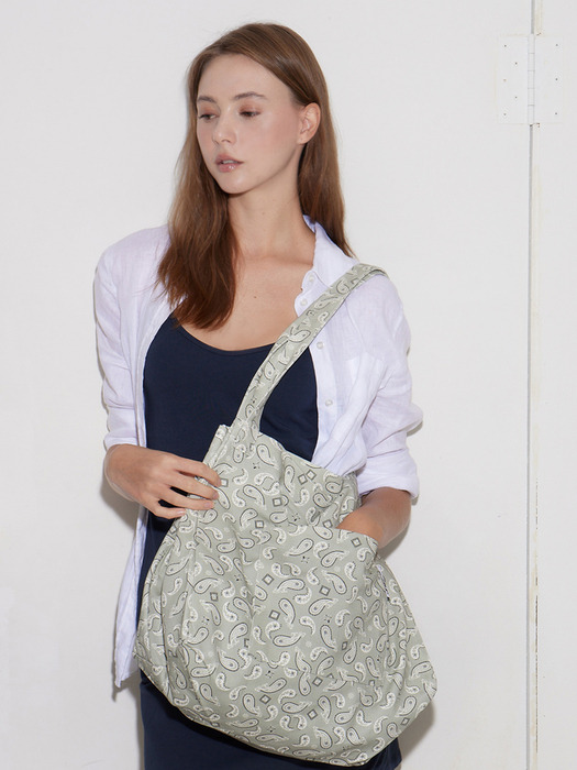 Paisley Twill Cotton Big Bag (Green)