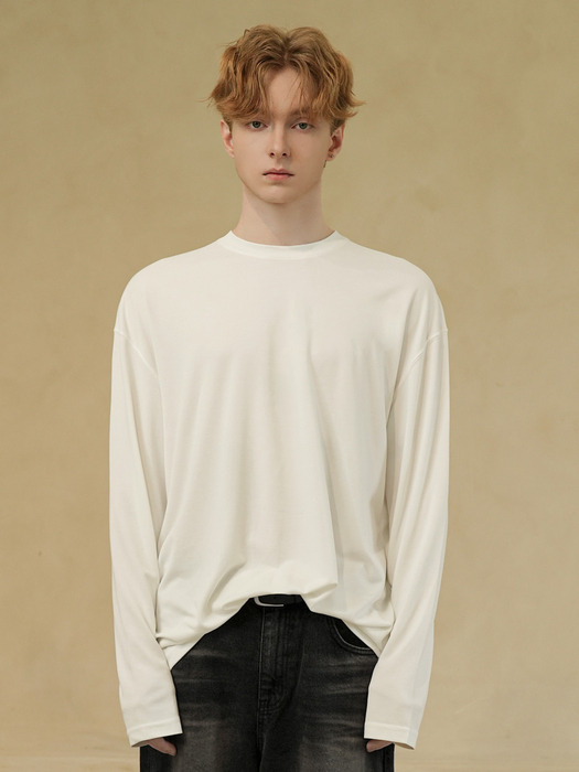 DM1031 MODAL LONG SLEEVE T-SHIRT_IVORY