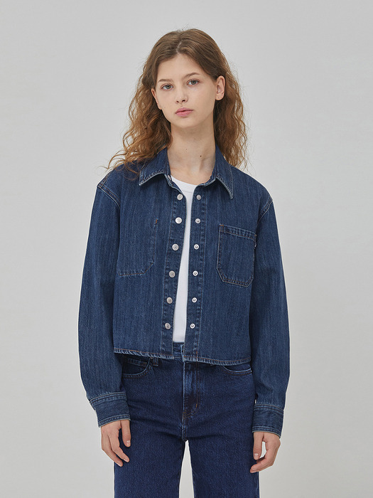 DENIM CROP BASIC SHIRKET INDIGO