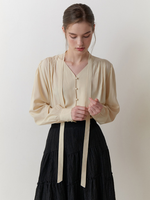 Dandelion tie blouse (beige)