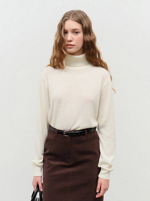 ESSENTIAL CASHMERE TURTLENECK SWEATER CREAM_UDSW4D221CR