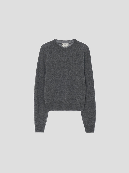 [단독]RC ROUND NECK CASHMERE KNIT TOP (MELANGE GREY)