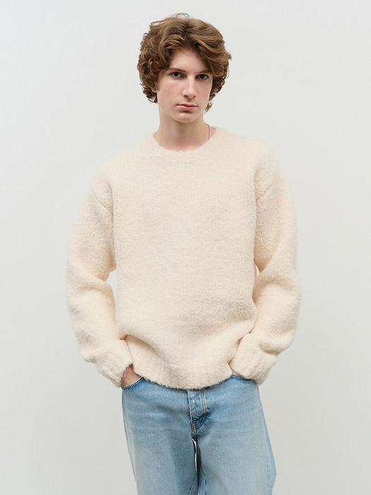 UNISEX CLOUD BOUCLE SWEATER IVORY_M_UDSW4D127IV