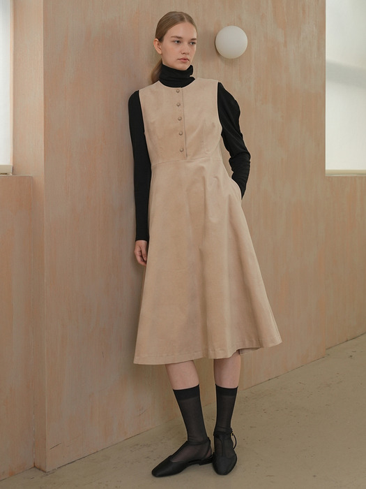 VELVET SLEEVELESS DRESS / 2COLORS