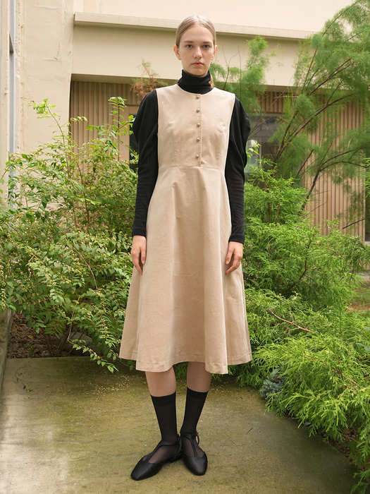 VELVET SLEEVELESS DRESS / 2COLORS